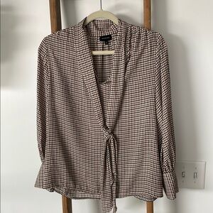Who What Wear Checkered Blouse - Black and White